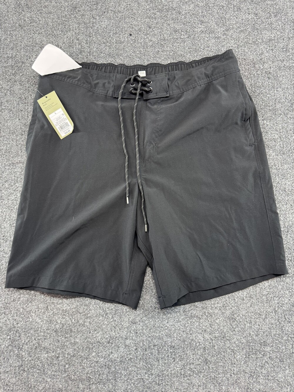 Board Shorts Mens Large Gray Quick Dry 4-Way Stretch Swim Trunks Elastic Waist